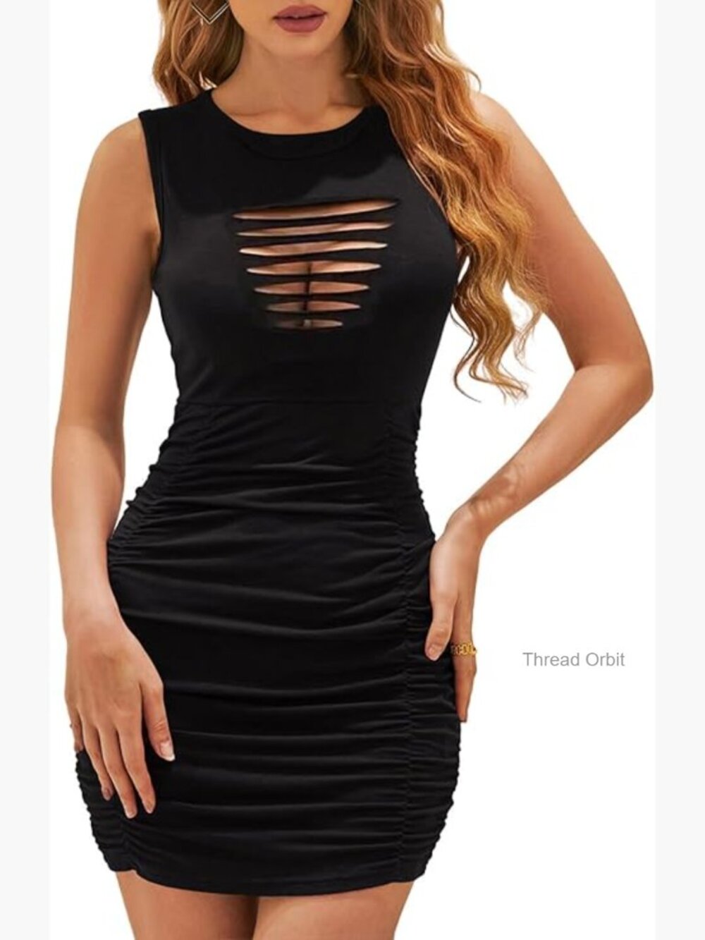 Sexy Bodycon Mini Dress with Cutout and Ruched Design for Party Club Date Night